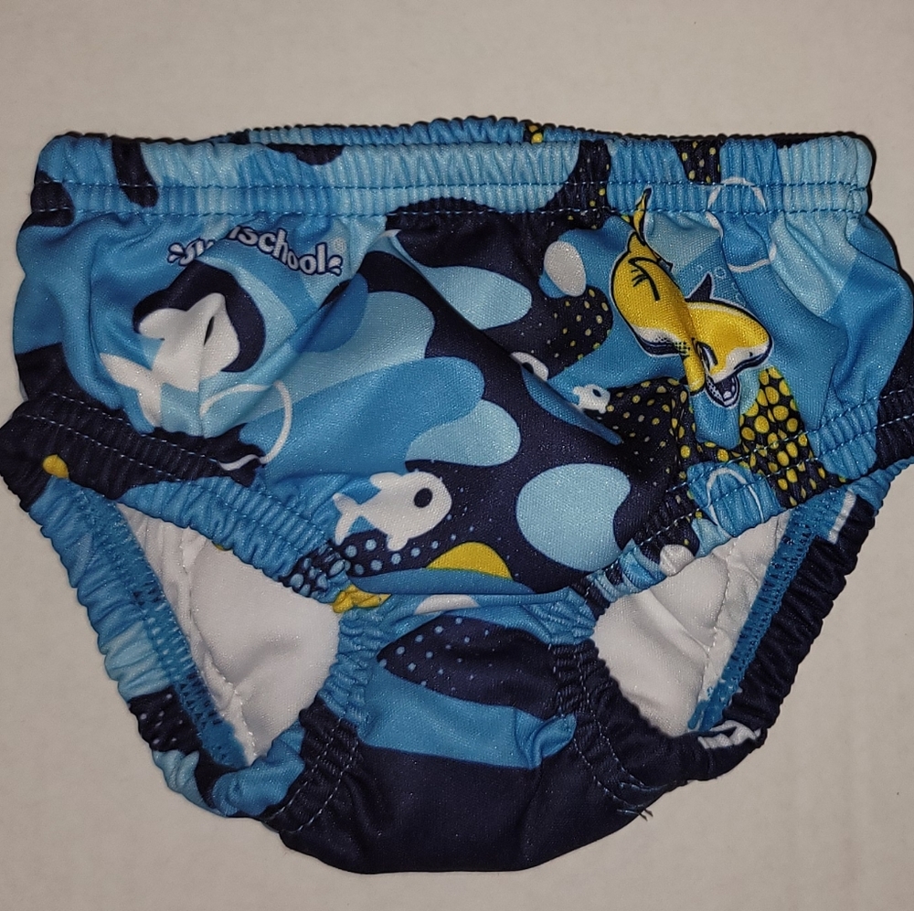 Aqua Leisure swim diaper bottom  sz M 12 months blue w shark fish ocean design